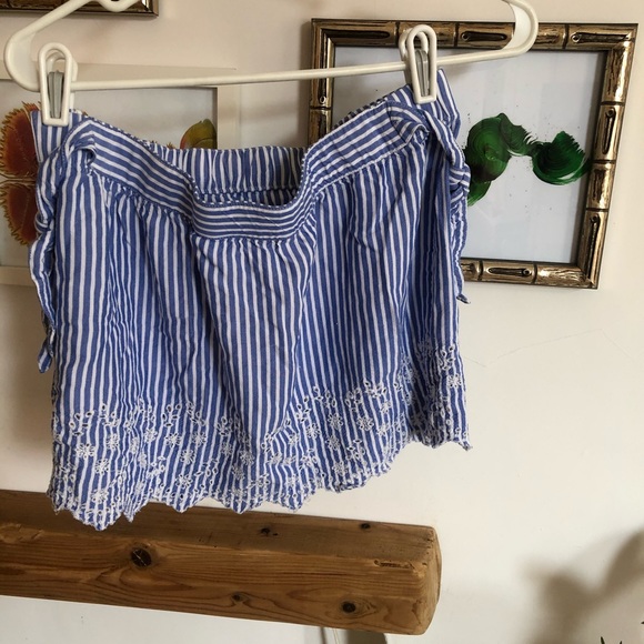 Striped Off-the-Shoulder Eyelet Top or Mini Skirt - Picture 8 of 13